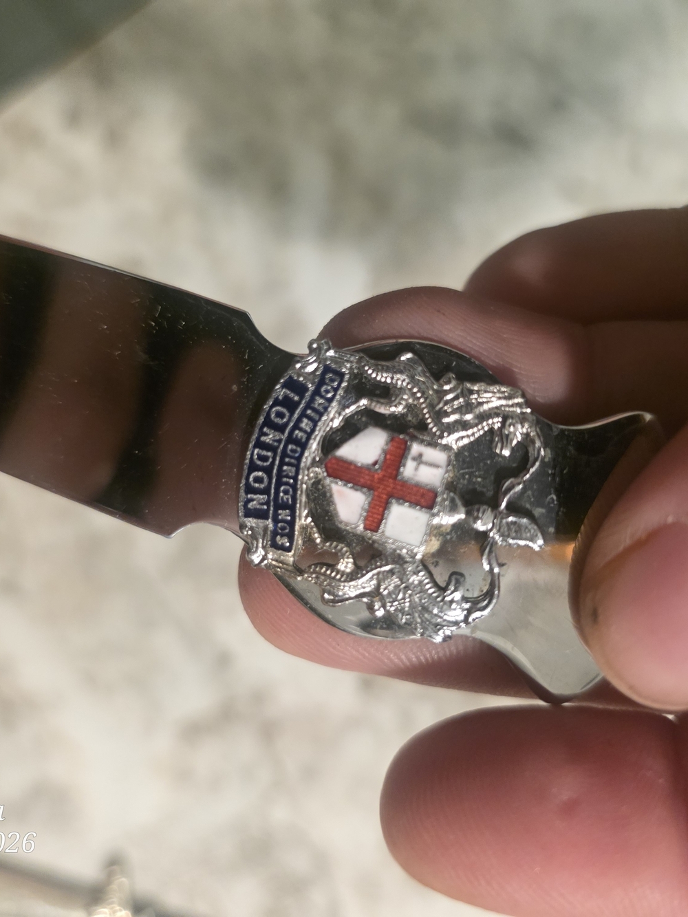 Silver London Crest Letter Opener- Red & White Enamel